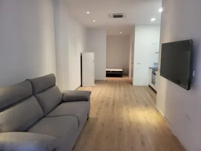 a living room with a couch and a flat screen tv at Apartamento Cienciasmar in Valencia