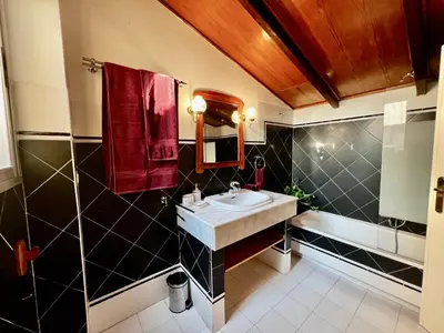 a bathroom with a sink and a bath tub at Luxury penthouse center appartement in Valencia