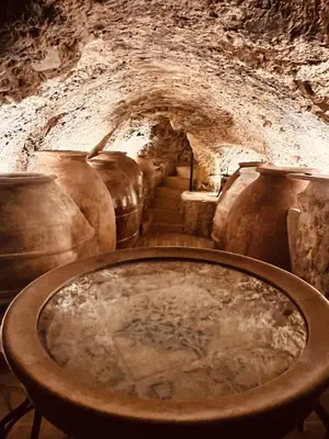 a group of vases sitting in a tunnel at Villa Valeria, Casa con Cueva privada del 1748 in Requena
