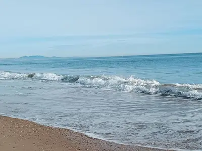 a beach with the ocean and a few small waves at Gilet senderismo bici parking 20 min Valencia in Gilet