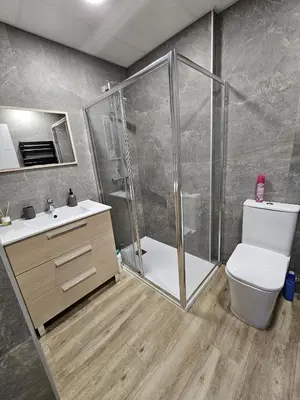 a bathroom with a shower and a toilet and a sink at Inspiracion Valencia in Valencia