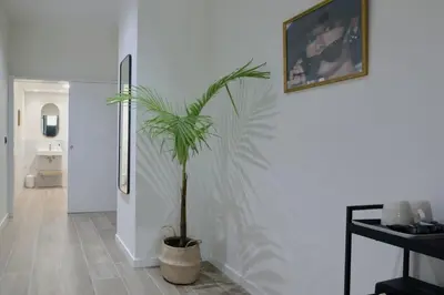 a palm plant in a pot in a hallway at Romantic Apartment N6 Oceanografico Virkin Suites in Valencia