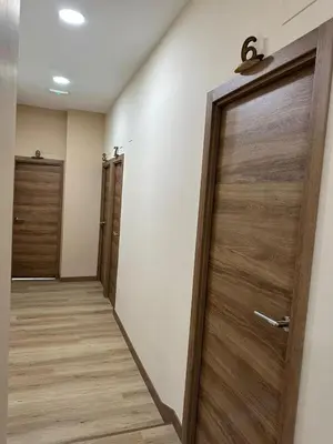 a hallway with a wooden door in a room at OPTIMUS COMFORT Campoamor 101 in Valencia