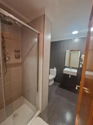 a bathroom with a shower and a toilet and a sink at Canon,che in Alcántara de Júcar