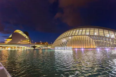 a view of the sydney opera house at night at Cullera Horizon Apartment in Cullera