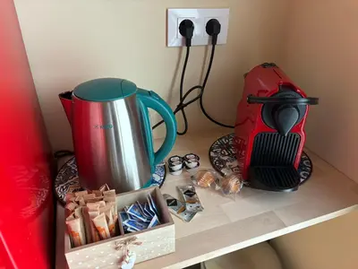 a counter with a coffee maker and a tea kettle at Studio 2 Port Valencia in Valencia