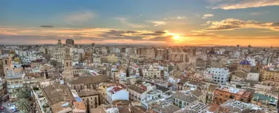 an aerial view of a city at sunset at VisitVal Flats 3 in Valencia