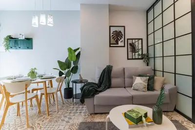 a living room with a couch and a table at Apartment Teo in El Carmen in Valencia