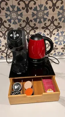 a tray with a coffee maker and a coffee mug at Artes y ciencias D with fast Wifi and terrace in Valencia