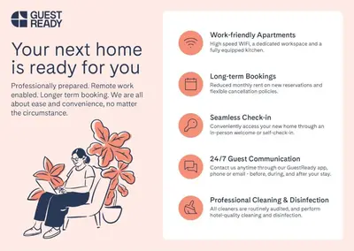 a brochure of a woman sitting in a chair with a plant at GuestReady - El Cabanyal stay near the beach in Valencia