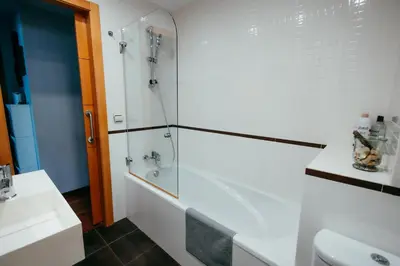a bathroom with a shower and a sink at Apt Ruzafa, City Centre 10 Min, Terrace, 2 Rooms in Valencia