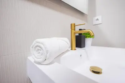 a roll of toilet paper sitting on top of a sink at FLORIT FLATS - The Maritim Metro Station Suites in Valencia
