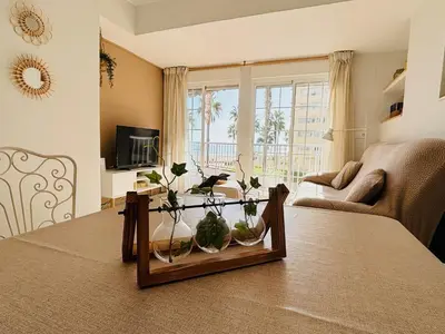 a living room with a table with plants on it at Sun & Sea Cullera in Cullera