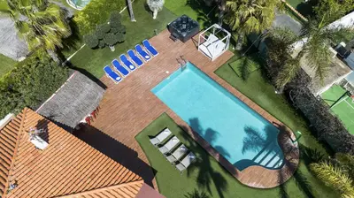 an overhead view of a swimming pool on a house at Fantasy Villa Valencia - Airport & Circuit Ricardo Tormo in Chiva