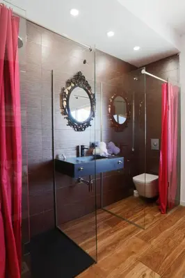 a bathroom with a glass shower and a sink at Fantasy Villa Valencia - Airport & Circuit Ricardo Tormo in Chiva