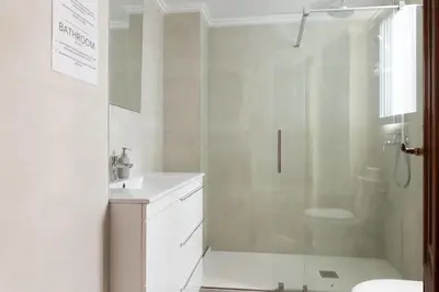 a bathroom with a shower and a sink and a toilet at Habitación Cardenal 2 in Valencia