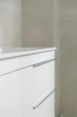 a white kitchen with two drawers and a counter at Habitación Cardenal 5 in Valencia