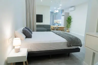 a bedroom with a king sized bed in a room at Formidable Apartments in Valencia