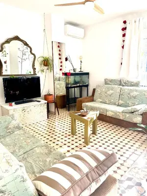 a living room with a couch and a tv at Casa típica Valenciana in Valencia