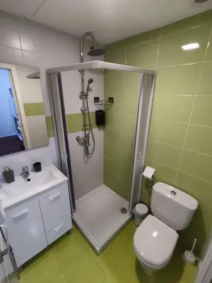 a bathroom with a shower and a toilet and a sink at Benimaclet Deluxe3 in Valencia
