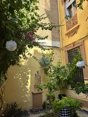 a black gate with flowers on a building at 1- Habitación interior con aire acondicionado y con baño independiente in Valencia