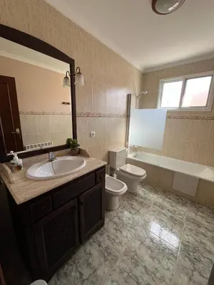 a bathroom with a sink and a toilet and a mirror at Casa Roma in Casinos