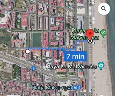 a map of the city of malaysia with the location of malawi at Valencia Malvarrosa point beige in Valencia