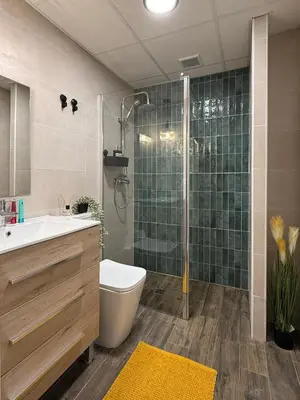 a bathroom with a shower and a toilet and a sink at Urban Soul Studio in Valencia
