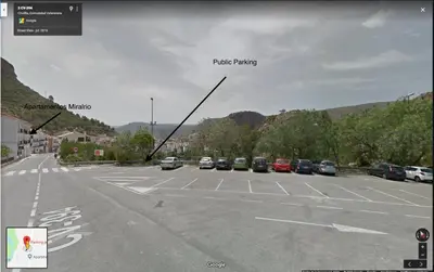 a view of a parking lot with cars parked at Miralrio Chulilla in Chulilla