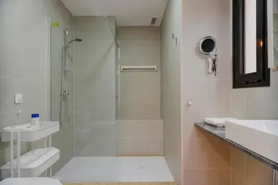 a bathroom with a shower and a toilet and a sink at Loft bien equipado - Lavavajillas, tostadora, secador, in Valencia