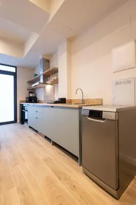 an empty kitchen with a sink and a dishwasher at Porto by Concept Flats in Valencia