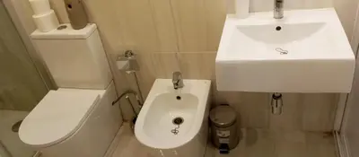 a small bathroom with a toilet and a sink at Apartamentos PADRE LUIS in Valencia