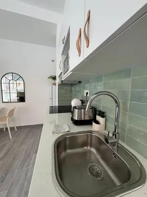 a kitchen with a stainless steel sink in a kitchen at Cozy apartment Valencia in Valencia