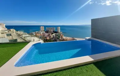 a swimming pool on the roof of a building at 3 Bedroom Beautiful Home In Cullera in Cullera