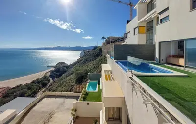 a view of the ocean from the balcony of a house at 3 Bedroom Beautiful Home In Cullera in Cullera
