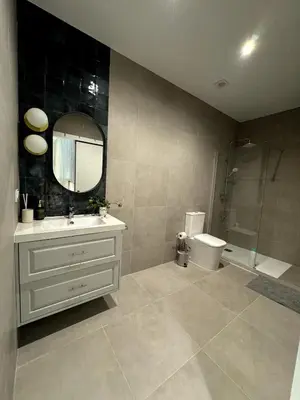a bathroom with a sink and a toilet and a mirror at Loft in Valencia, equipped and very well decorated in Valencia