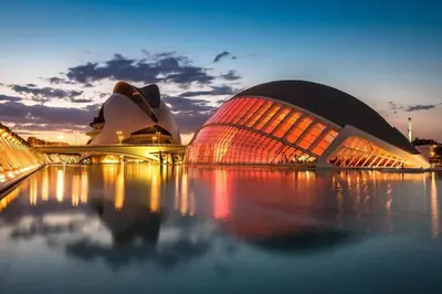 a view of a building with its lights on at Romantic Suite Roig Arena N1 Virkin Suites in Valencia