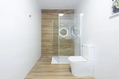 a bathroom with a shower and a toilet at Total Valencia Sorolla in Valencia