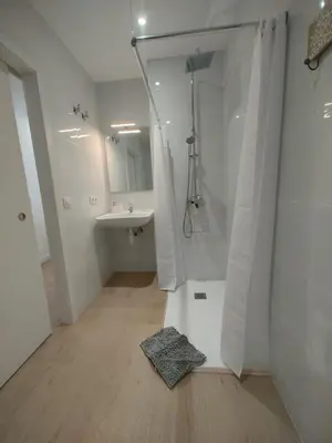 a bathroom with a shower and a sink at New central flat with AC and Wifi in Valencia