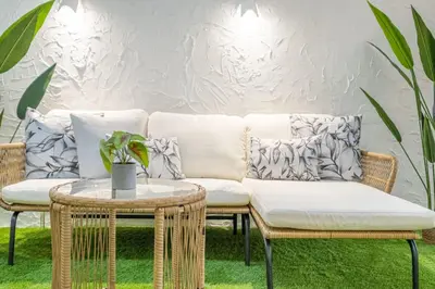 a living room with a couch and a table at Flats poeta serrano in Valencia