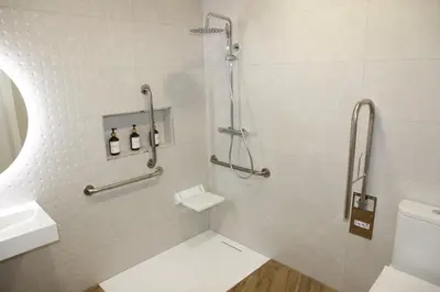 a bathroom with a shower with a toilet and a sink at Ruzafa Alegria in Valencia