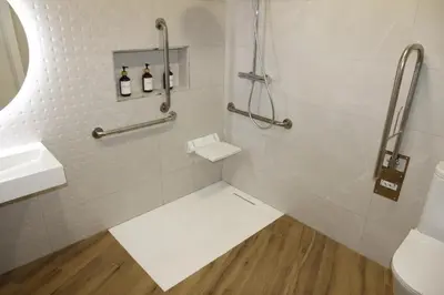 a bathroom with a shower with a toilet and a sink at Ruzafa Alegria in Valencia