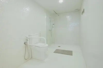 a white bathroom with a shower and a toilet at Apartment 2 City of Arts and Science Fast Wifi 2 in Valencia