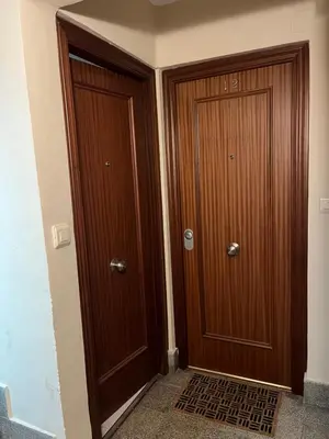 two wooden doors in a hallway next to each other at Apartamento Torres Serranos in Valencia