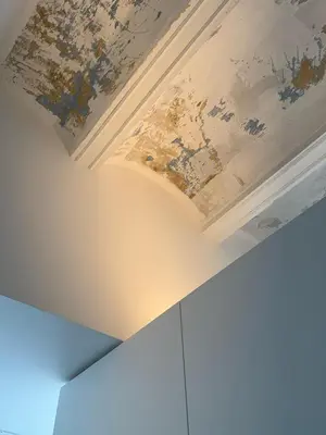 a room with a ceiling with paintings on it at Superloft in Burjasot