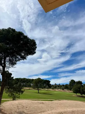 a view of a golf course with a tree at Casa Hoyo 19 in Masía Aldamar