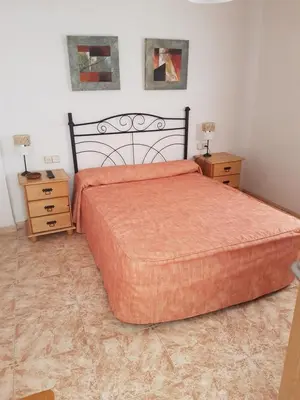 a bedroom with a large bed and two night stands at Complejo Turistico la Pinada in Gilet