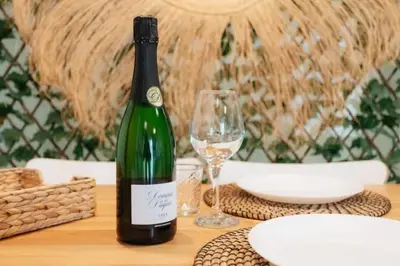 a bottle of wine sitting on a table with a glass at Tiny Valencia Gem - 2BR - Relax in Valencia