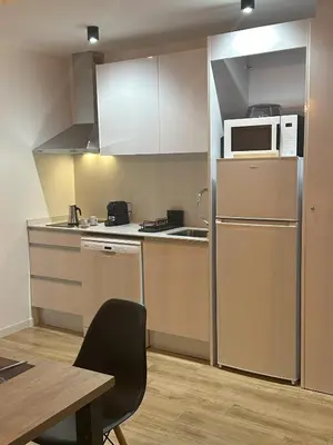 a kitchen with a refrigerator and a microwave at Valencia Breeze in Alaquas