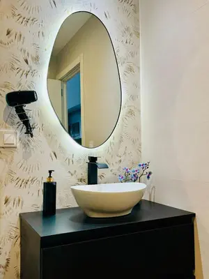 a bathroom with a sink and a mirror at PLANAS 2 Design & Spaciousness with Terraza in Ruzafa SOHO in Valencia